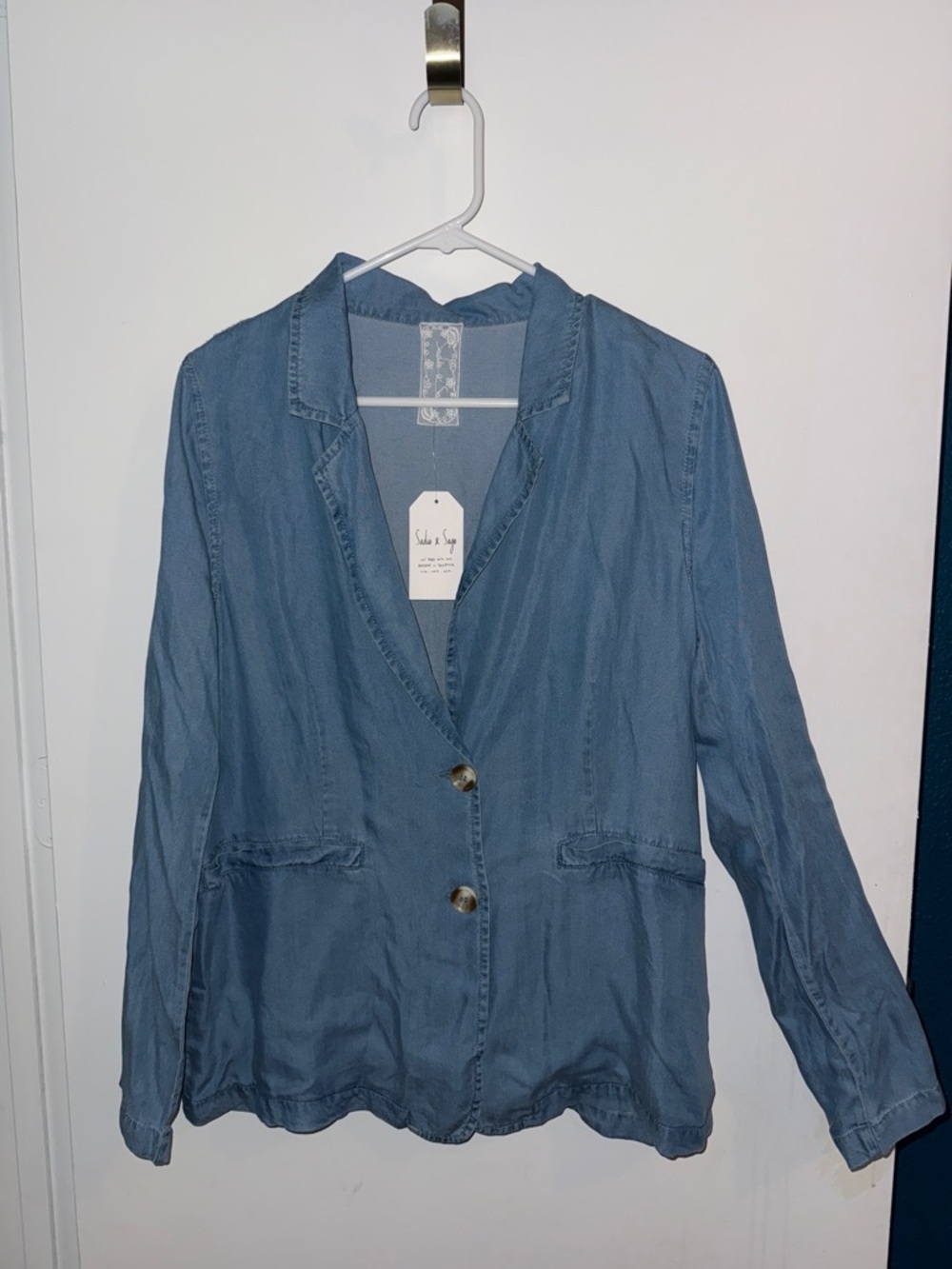 Sadie&Sage chambray lightweight blazer